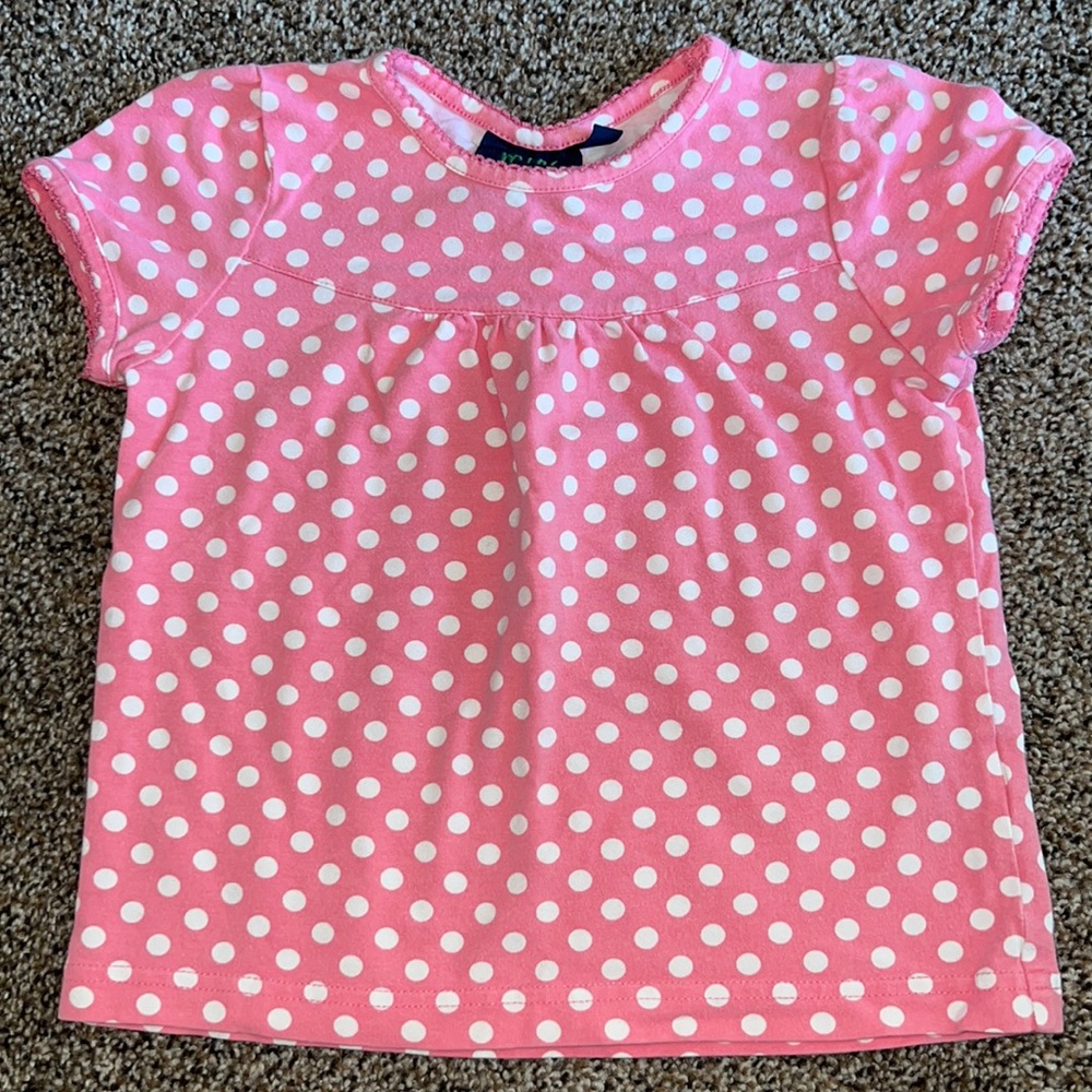Mini Boden girls, pink polkadot top Sz 3-4 yes
